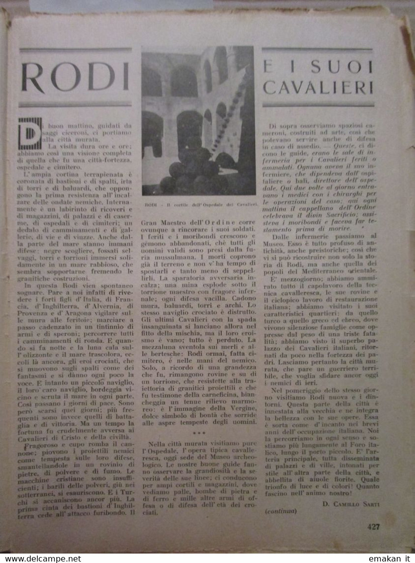 # LO SCOLARO N 30 / 1940 CORRIERE DEI PICCOLI STUDENTI / RODI E I SUOI CAVALIERI - Prime Edizioni