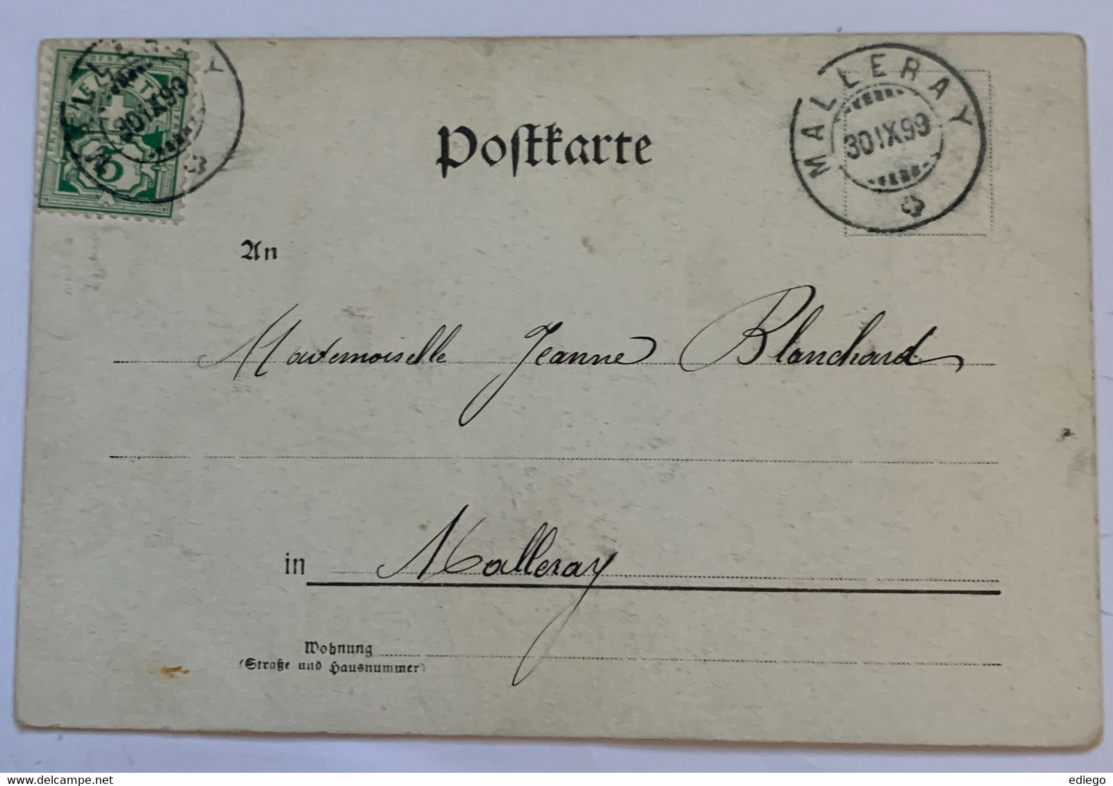 KARTE LEBE WOHL ! STEMPEL MALLERAY 30.IX.1899... JOLIE - Malleray