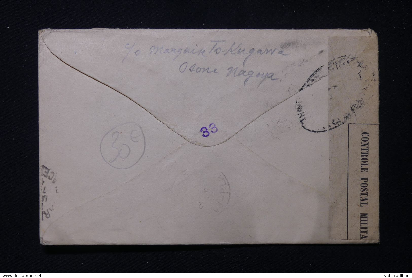 JAPON - Enveloppe De Nagoya Pour La France Avec Contrôle Postal Militaire, Période 1914 /18 - L 83462 - Cartas & Documentos