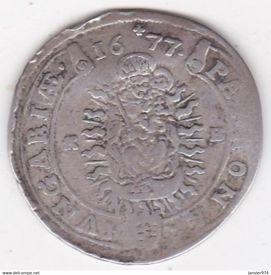 Hongrie 15 Krajczar 1677 KB Léopold I, En Argent,  KM# 175 - Ungarn