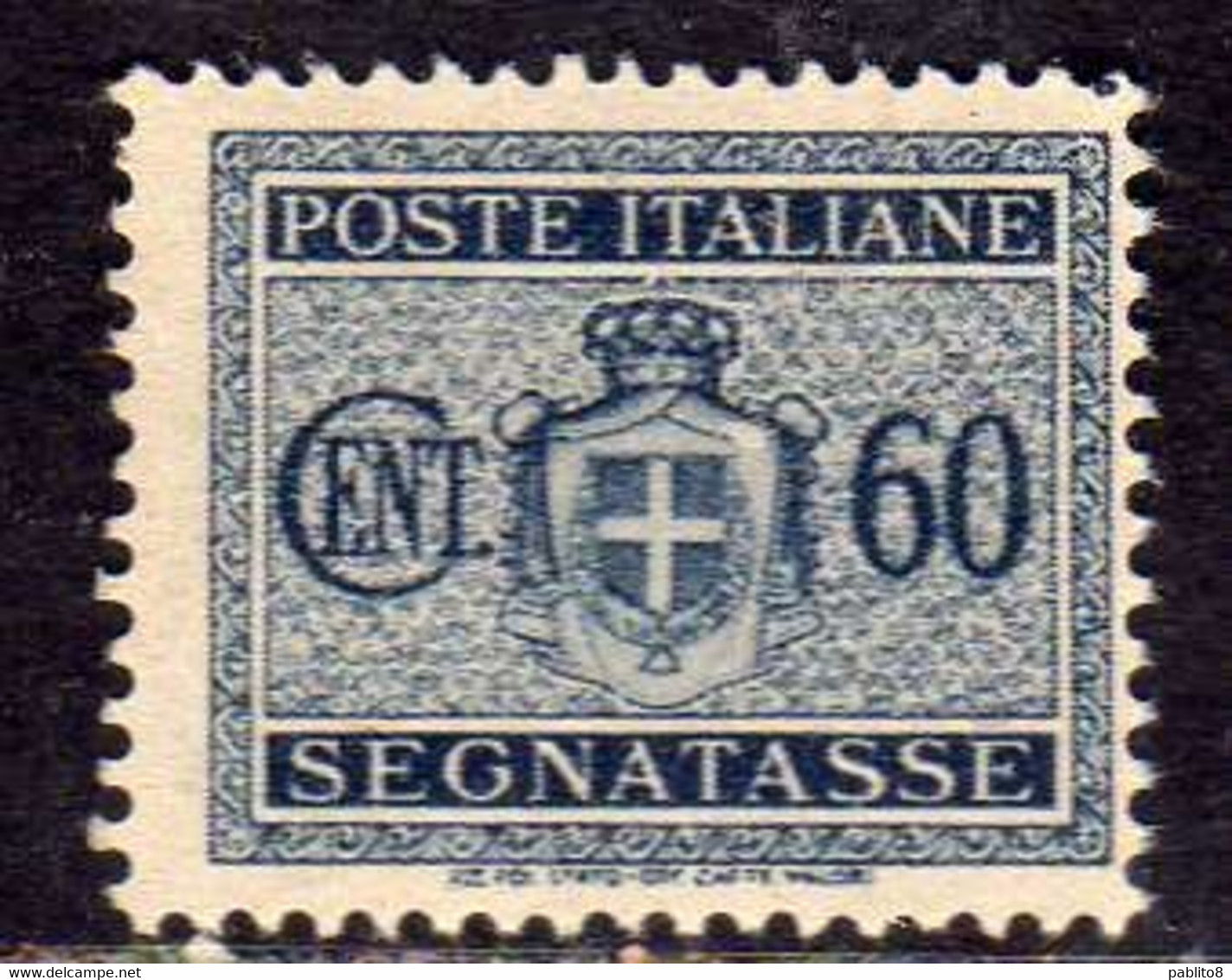 ITALIA REGNO ITALY KINGDOM 1945 LUOGOTENENZA SEGNATASSE FILIGRANA RUOTA WHEEL WATERMARK CENT. 60c MNH - Portomarken