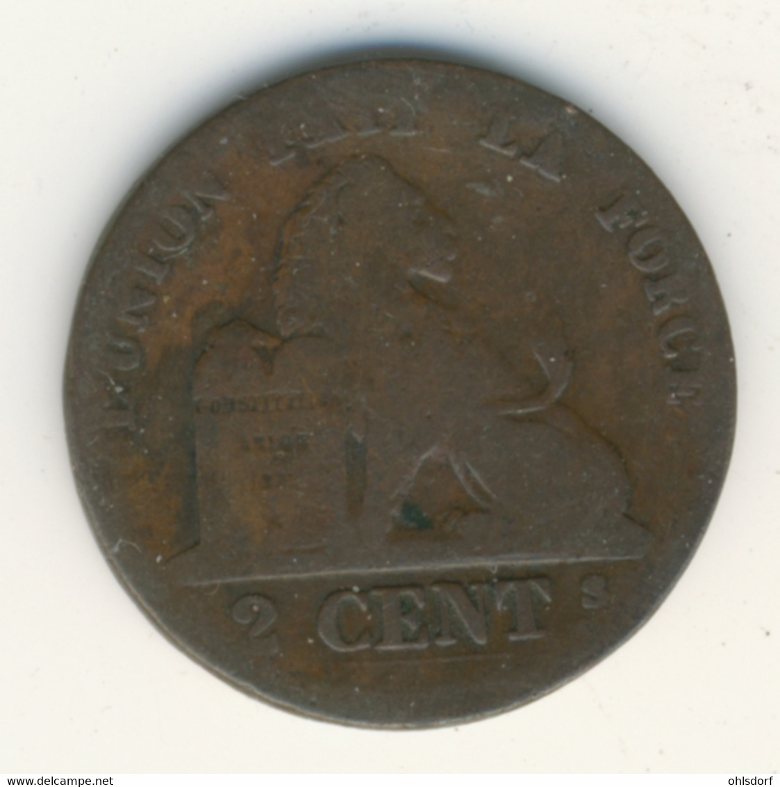 BELGIQUE 1859: 2 Centimes, KM 4 - 2 Centimes