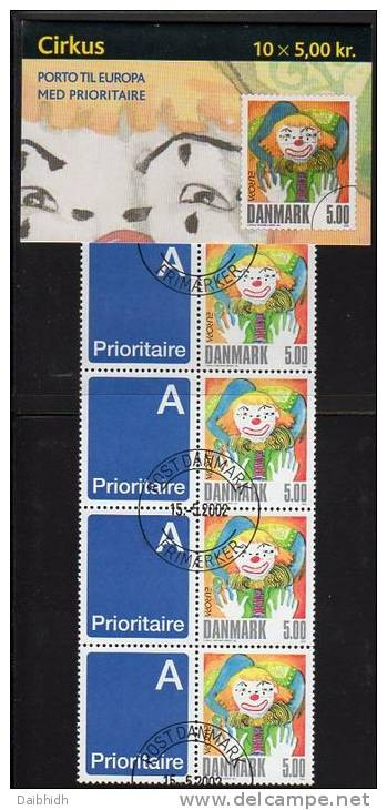 DENMARK 2002 Europa: Circus 40Kr And 50Kr Booklets S122-23 With Cancelled Stamps. Michel 1310MH And MH64, SG SB222-23 - Libretti