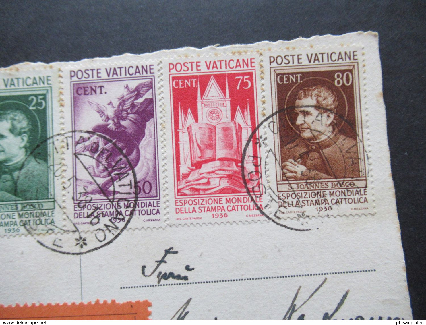 1938 AK Einschreiben Citta Del Vaticano Frankiert Mit Dem Satz Weltausstellung Der Katholischen Presse Nr. 51 - 58 - Lettres & Documents
