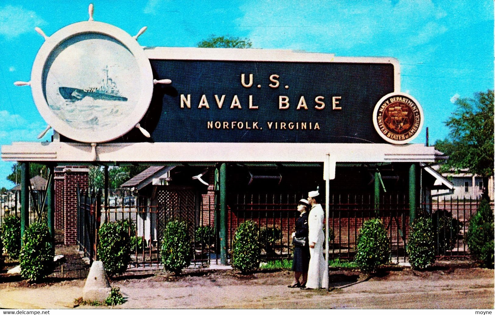 13547  - U.S.A. - Virginie  -  NORFOLK  : US  NAVAL  BASE  -  THE SIGN AT THE MAIN ENTRANCE TO THE US NAVAL BASE - Norfolk