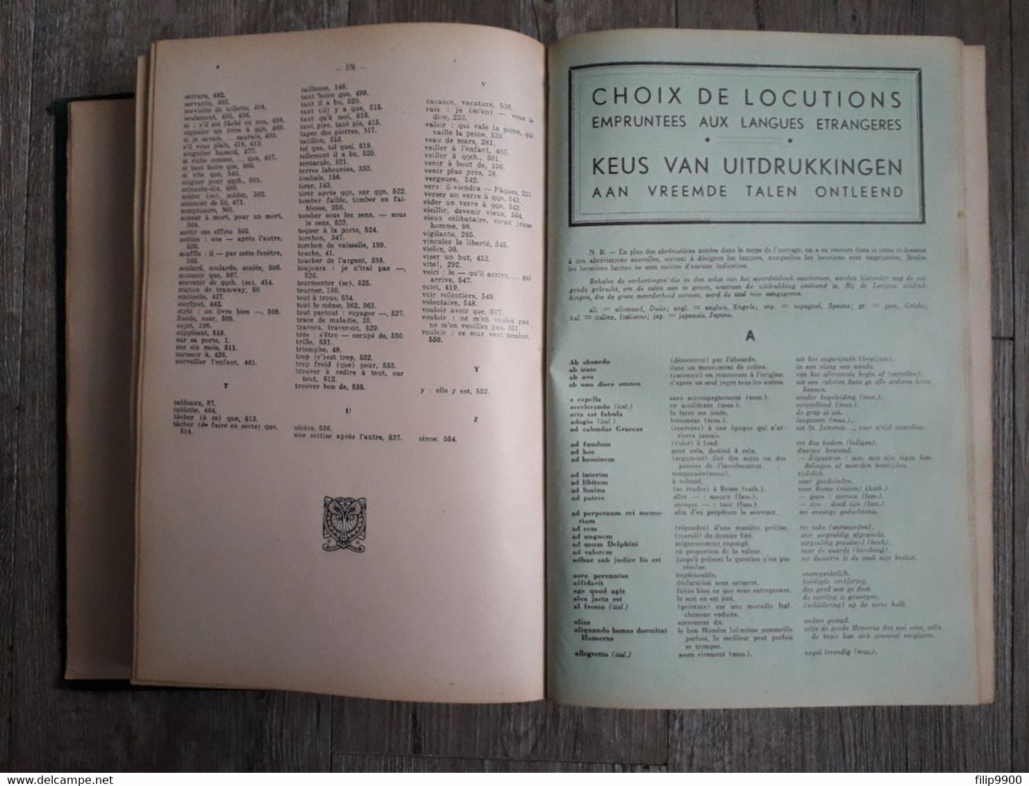 L. Grootaers Frans-Nederlands En Nederlands-Frans Woordenboek 8e Druk 1947, Bieleveld-Bruxelles - Dictionnaires