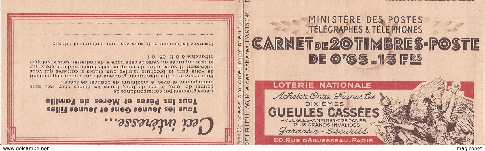 Algérie - Carnet Du Y&T N° 137** - " Les Gueules Cassées " Avec Coin Daté  + Pub  Byrrh - Fraissinet - Andere & Zonder Classificatie