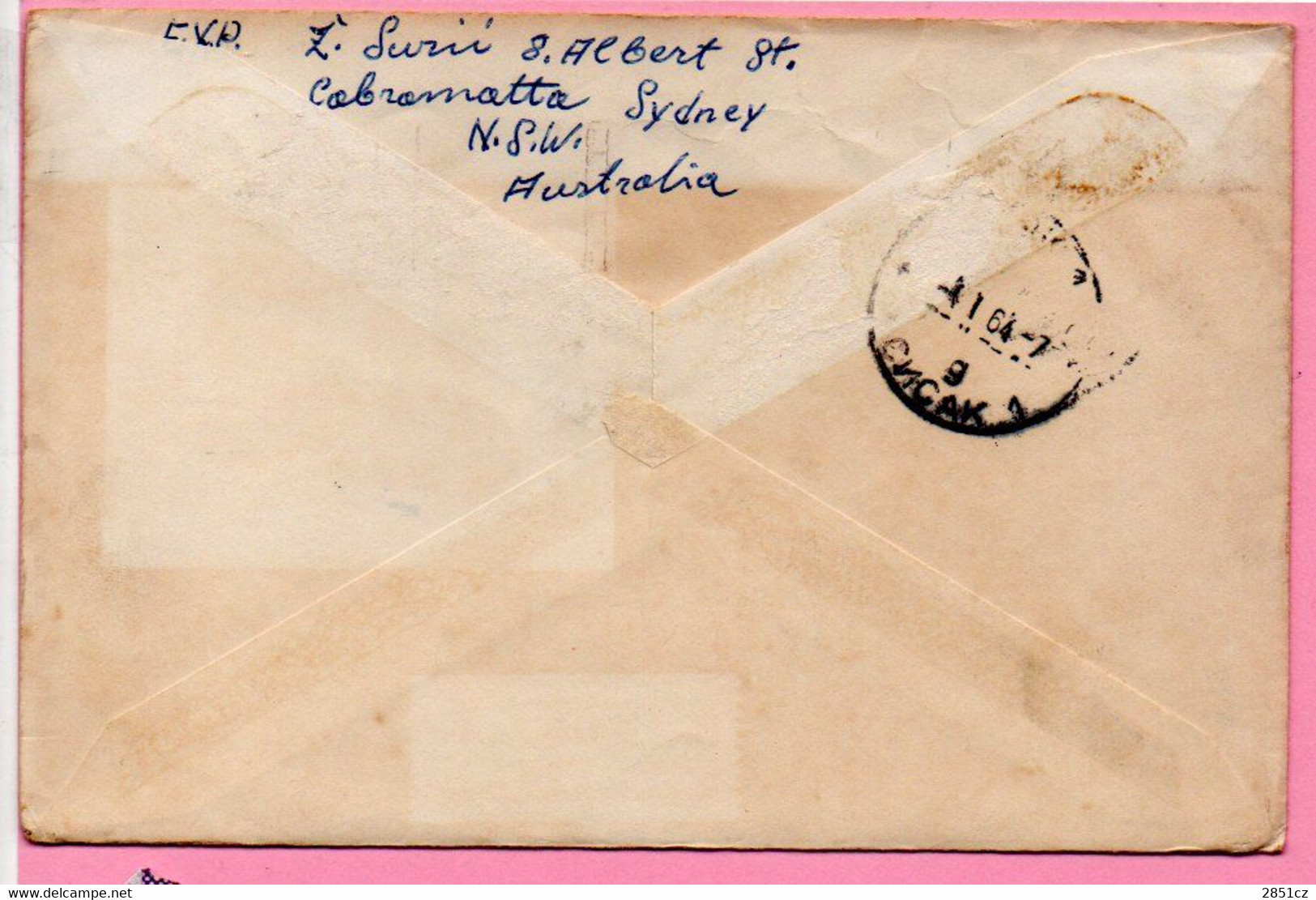 Envelope -  Stamp Tasmanian Tiger / Postmark Cabramatta, 1963., Australia To Yugoslavia (postmark Sisak), Air Mail - Unclassified