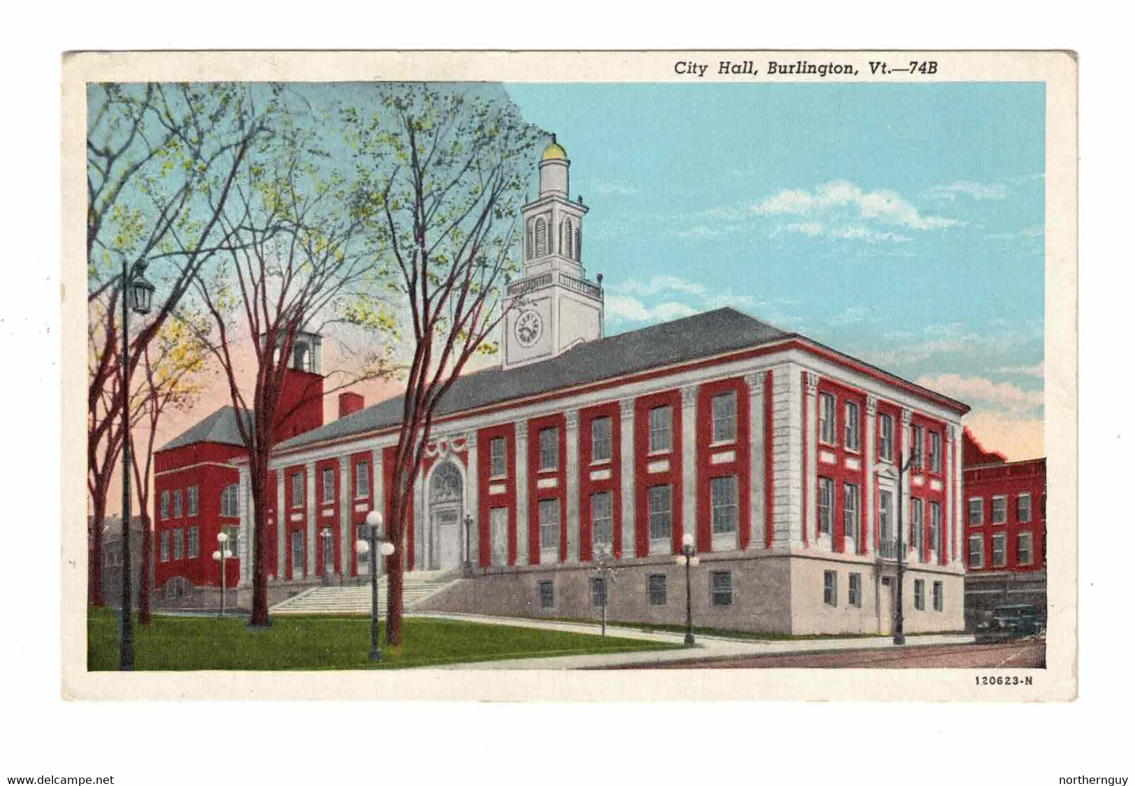 BURLINGTON, Vermont, USA, City Hall, Old WB Postcard - Burlington