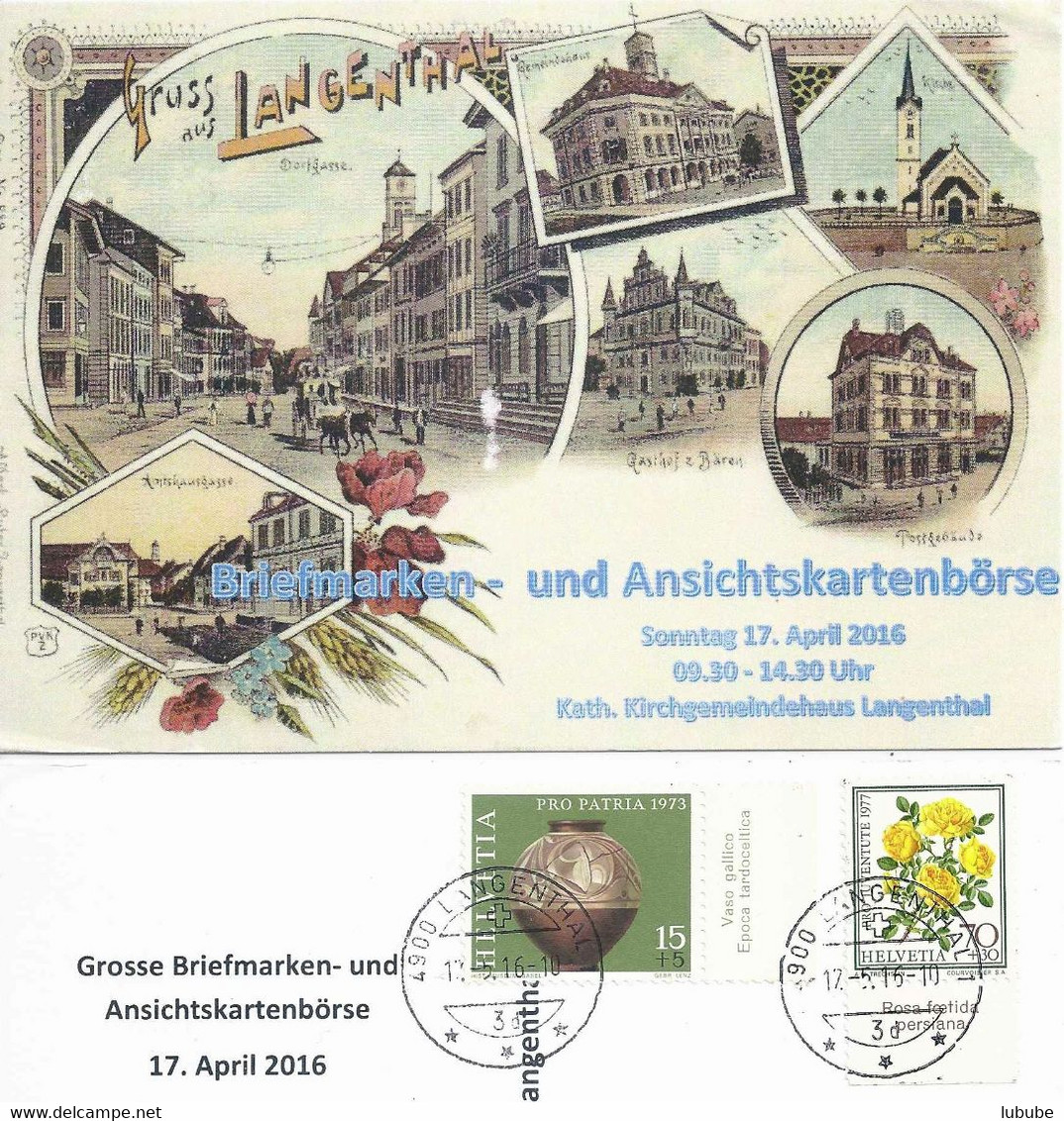 Gruss Aus Langenthal - Briefmarken-/Ansichtskartenbörse  (2 Repro Karten)         2015/16 - Langenthal