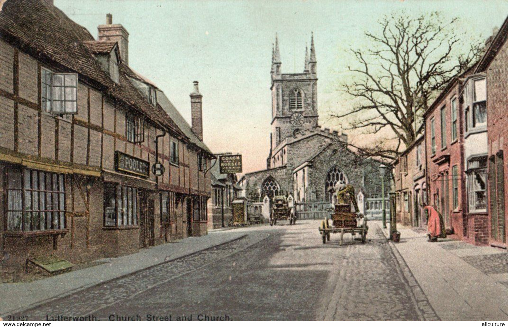 A644 - LUTTERWORTH CHURCH STREET AND CHURCH  VINTAGE POSTCARD - Other & Unclassified