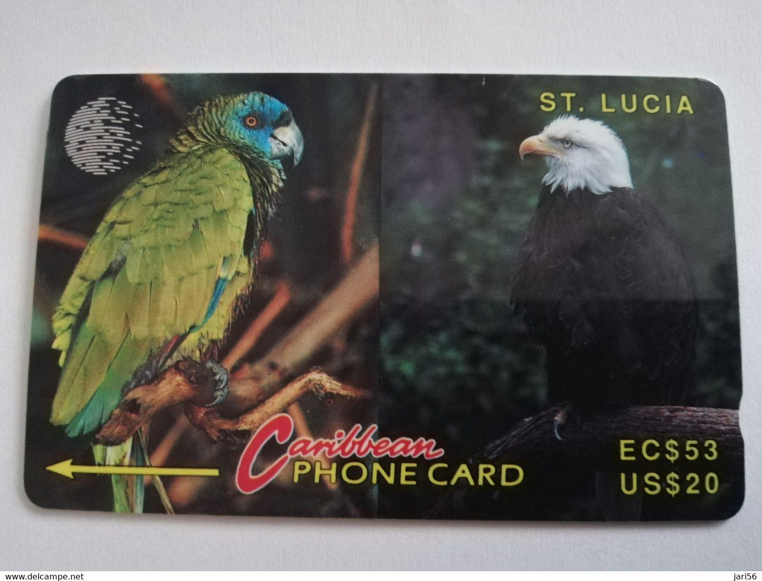 ST LUCIA    $ 53/ US 20  CABLE & WIRELESS  STL-14E  11CSLA    PARROT/EAGLE  Fine Used Card ** 4410** - St. Lucia