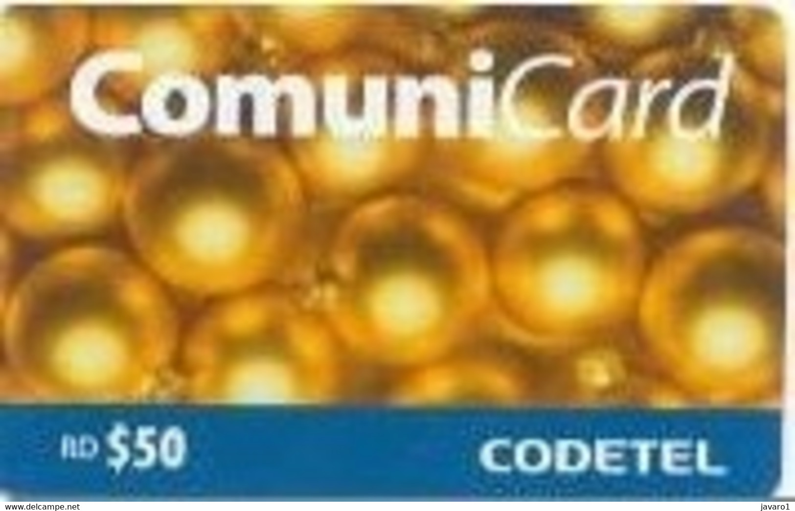 CODETEL : DMC112 RD$50 Gold Christmas Balls USED - Dominicaine