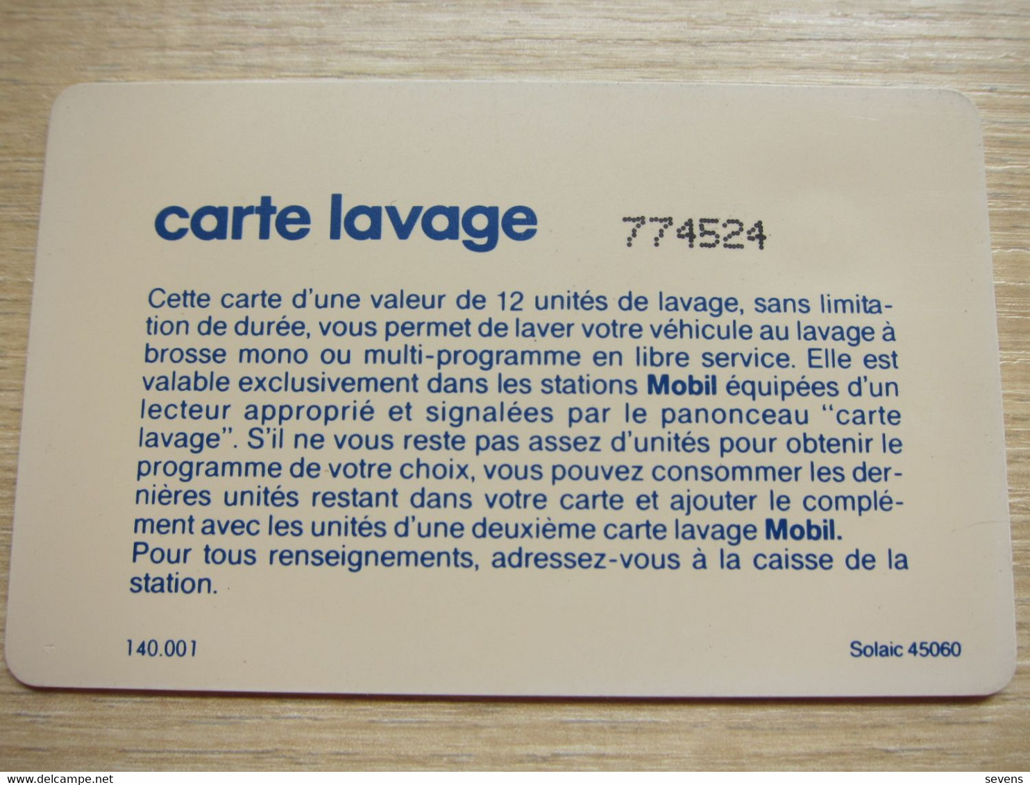 Mobil Carte Lavage Card - Car Wash Cards