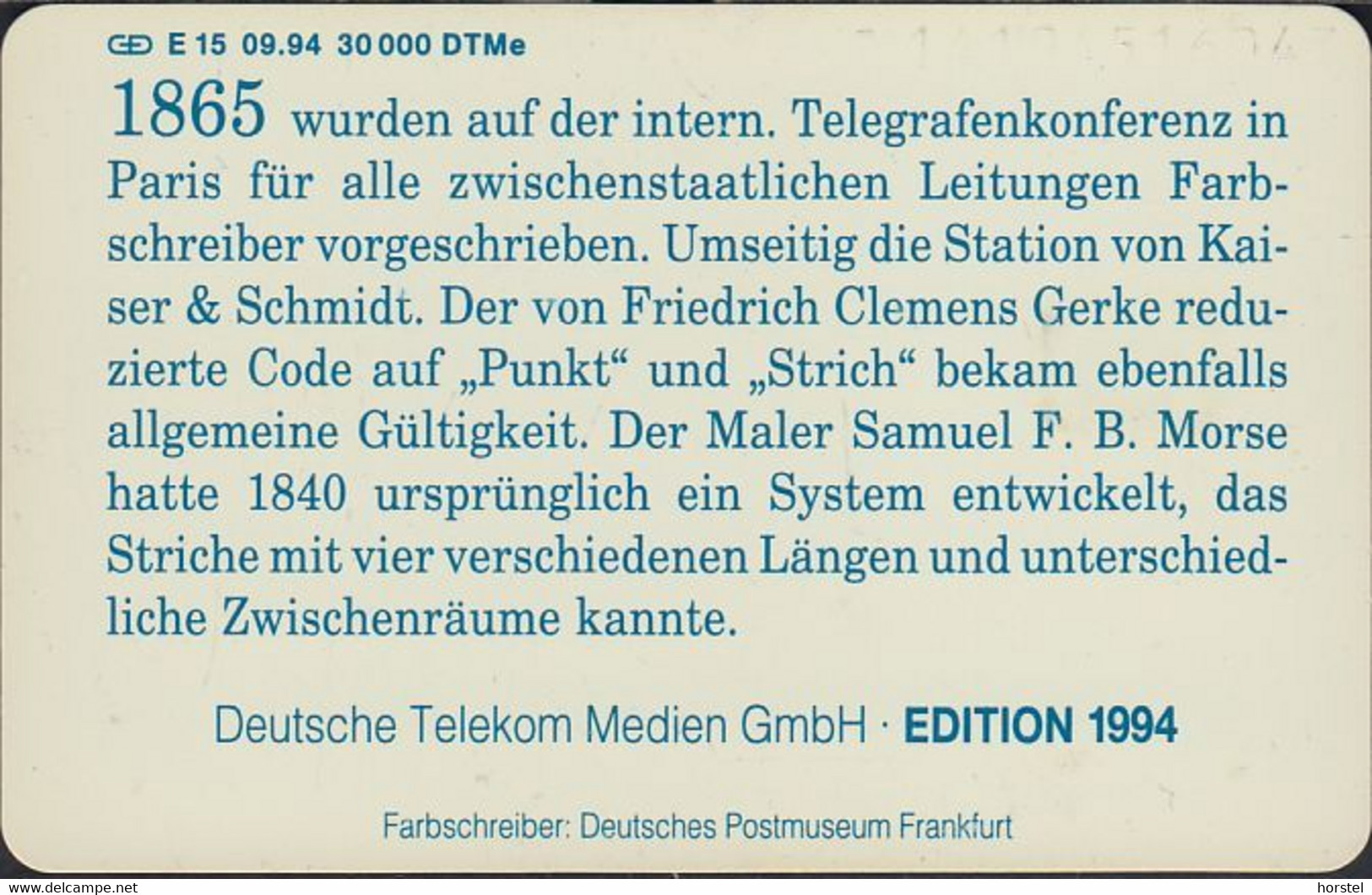 E-Series : D. Postreklame von - - E15/94 Station Edition & 1865 Kaiser Schmidt GERMANY
