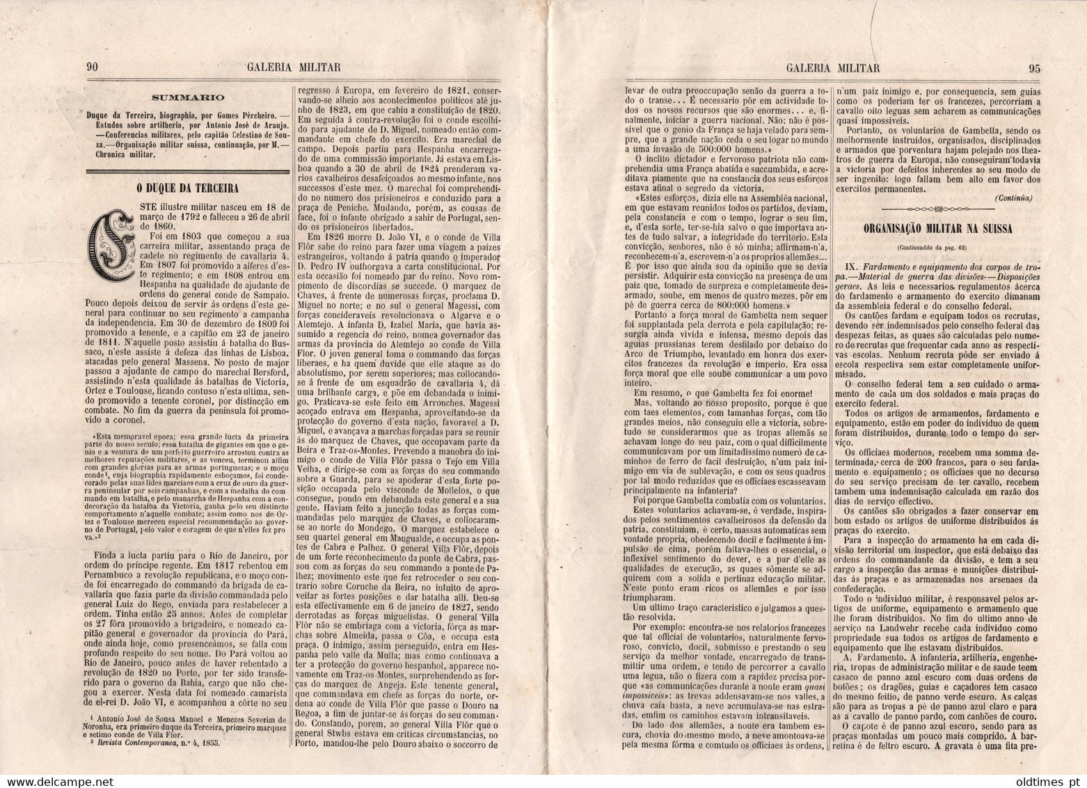 PORTUGAL - LISBOA - GALERIA MILITAR - Nº 12 - DUQUE DA TERCEIRA - 1879 - Andere & Zonder Classificatie