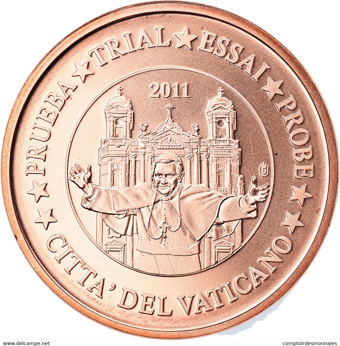 Vatican, 5 Euro Cent, 2011, Unofficial Private Coin, FDC, Copper Plated Steel - Pruebas Privadas