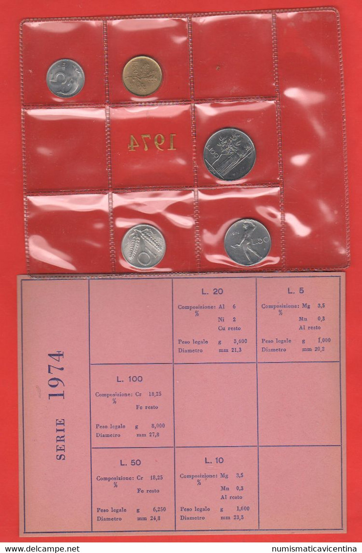 Italia Repubblica Serie 1974 Con 5 10 20 50 100 Lire Emessa Da Privati  UNC Coin - Other & Unclassified