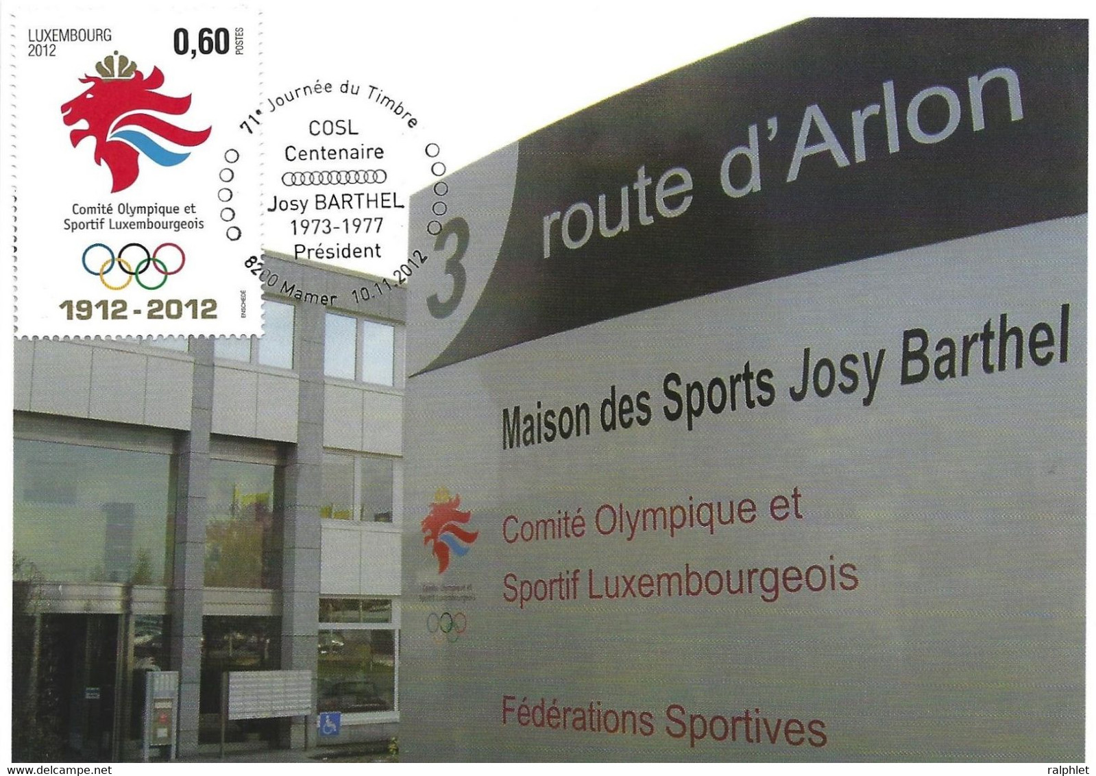 Luxembourg 2012 Mamer 100 Ans Comité Olympique Josy Barthel ¦ Anniversary Olympic Committee ¦ Jahre Olympische Komitee - Briefe U. Dokumente