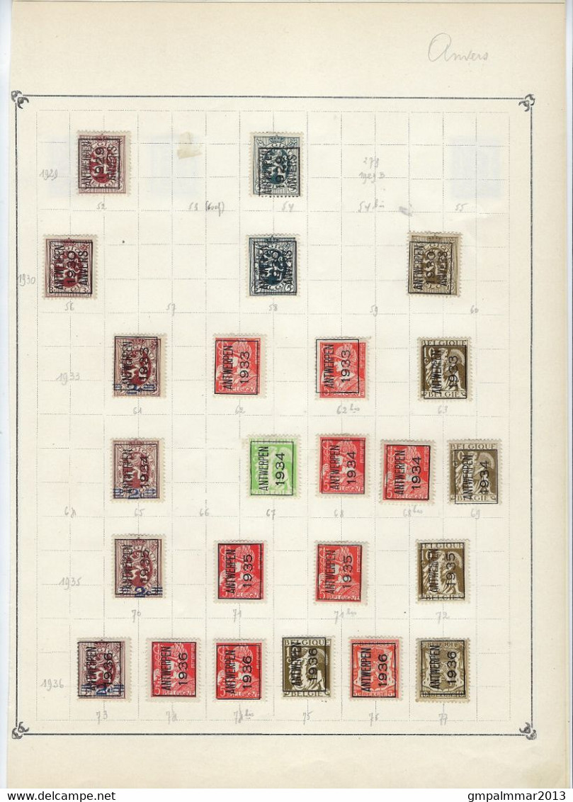 Lot TYPO voorafgestempeld ANVERS met RIJKSWAPEN , ALBERT I  , HOUYOUX en PELLENS ; staat zie 10 scans ! LOT 287