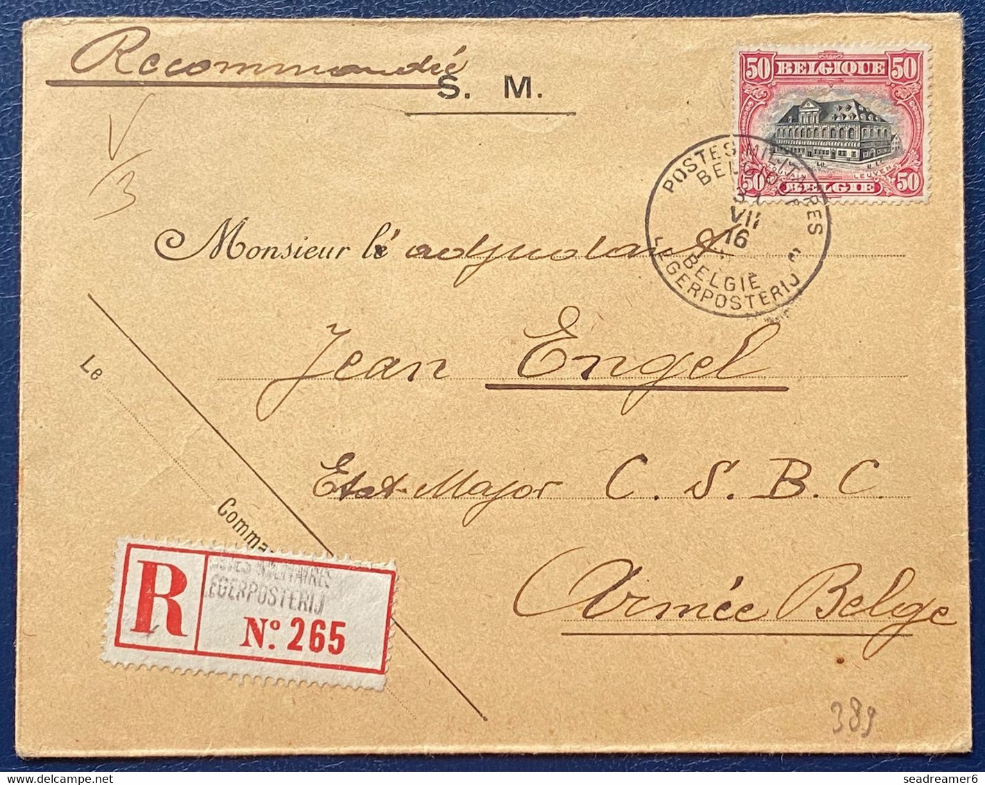 Lettre Recommandée Timbres N°144 (RR!!) Obl "Postes Militaires Belgique" Gratté ! Au Dos "8 PMB 8" Avec Blocage RRR ! - Army: Belgium