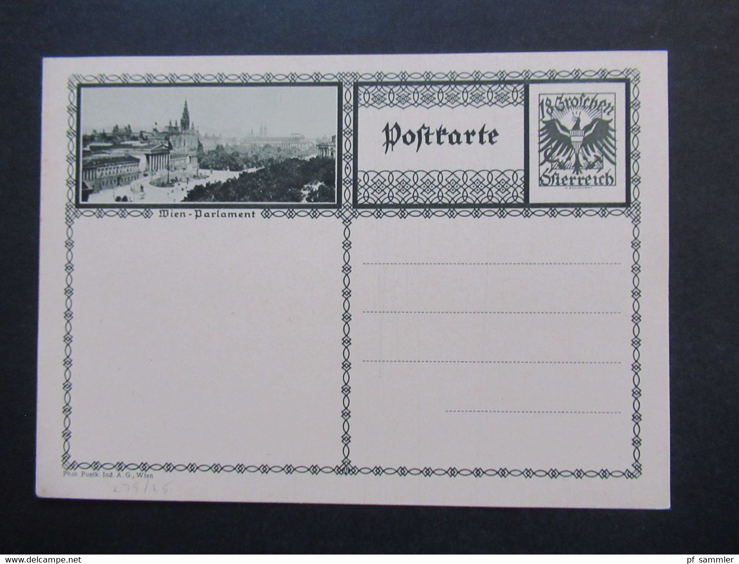 Österreich 1927 / 30 GA Bildpostkarte P 279 verschiedene Farben! mit Bild Wien Parlament / Parlamentsgebäude ungebraucht