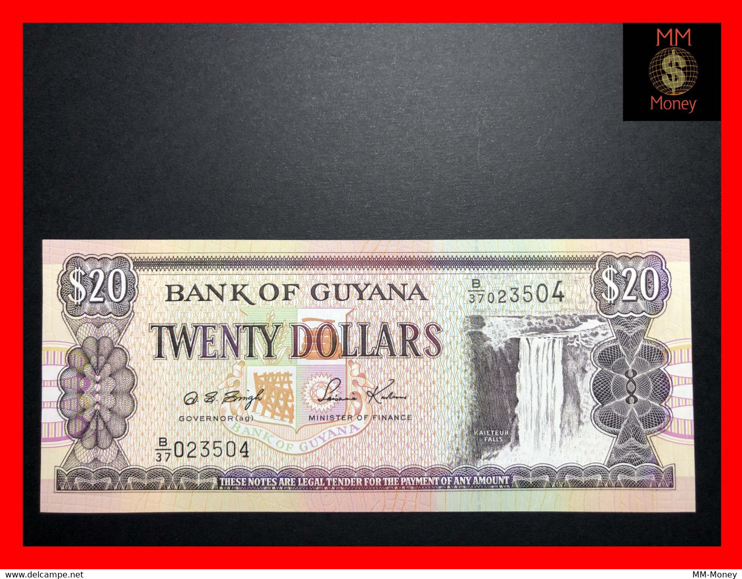 GUYANA 20 $  1999   P. 30  Sig.  D. Singh  - Kowlessar   UNC - Guyana