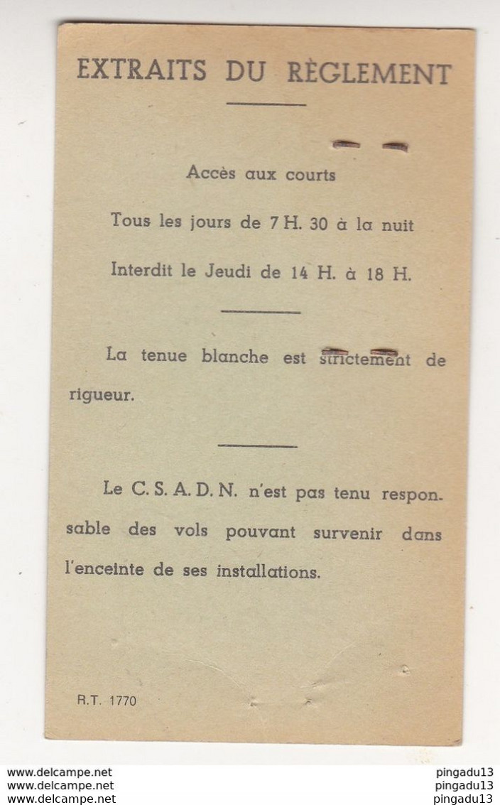 Au Plus Rapide Tennis Carte Membre K Bicètre Club Sportif Ministère Défense Nationale Et Forces Armées - Other & Unclassified