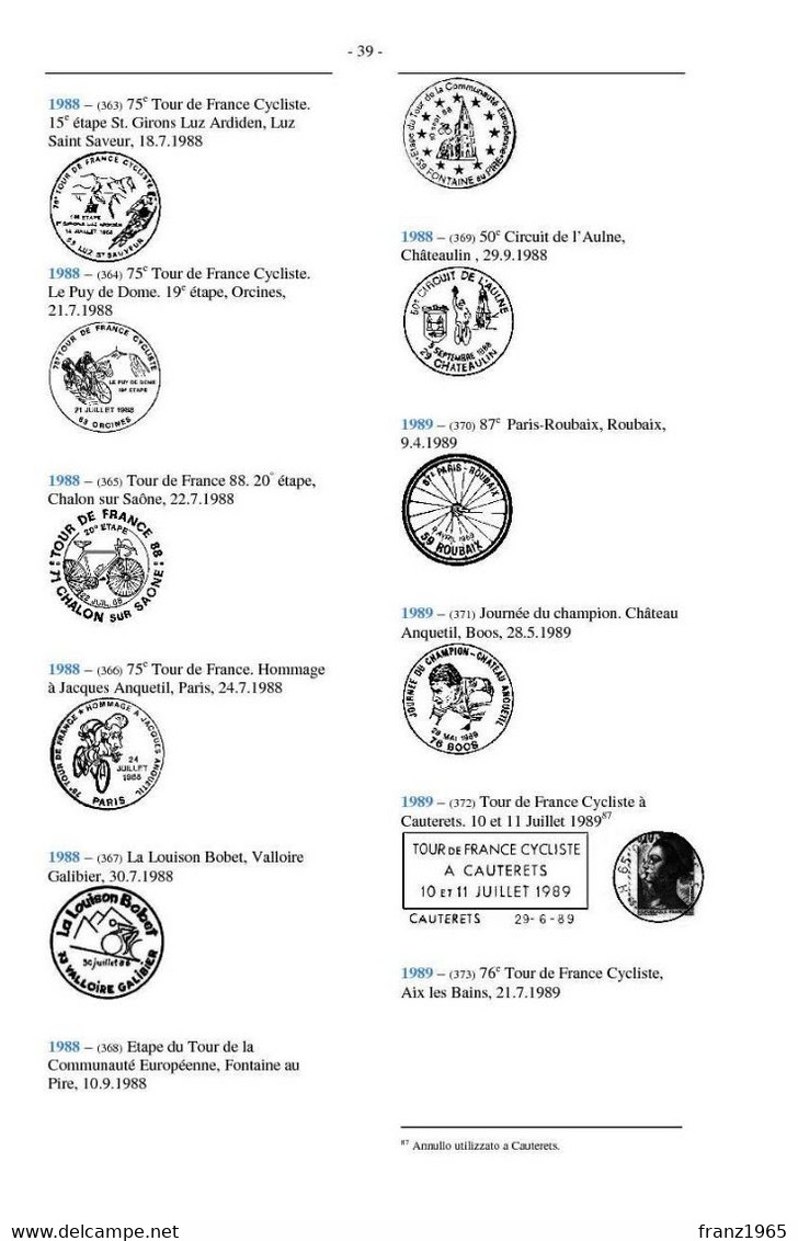 Catalogo Degli Annulli Postali Sul Ciclismo - Francia E Monaco 1948-2020 - Motivkataloge