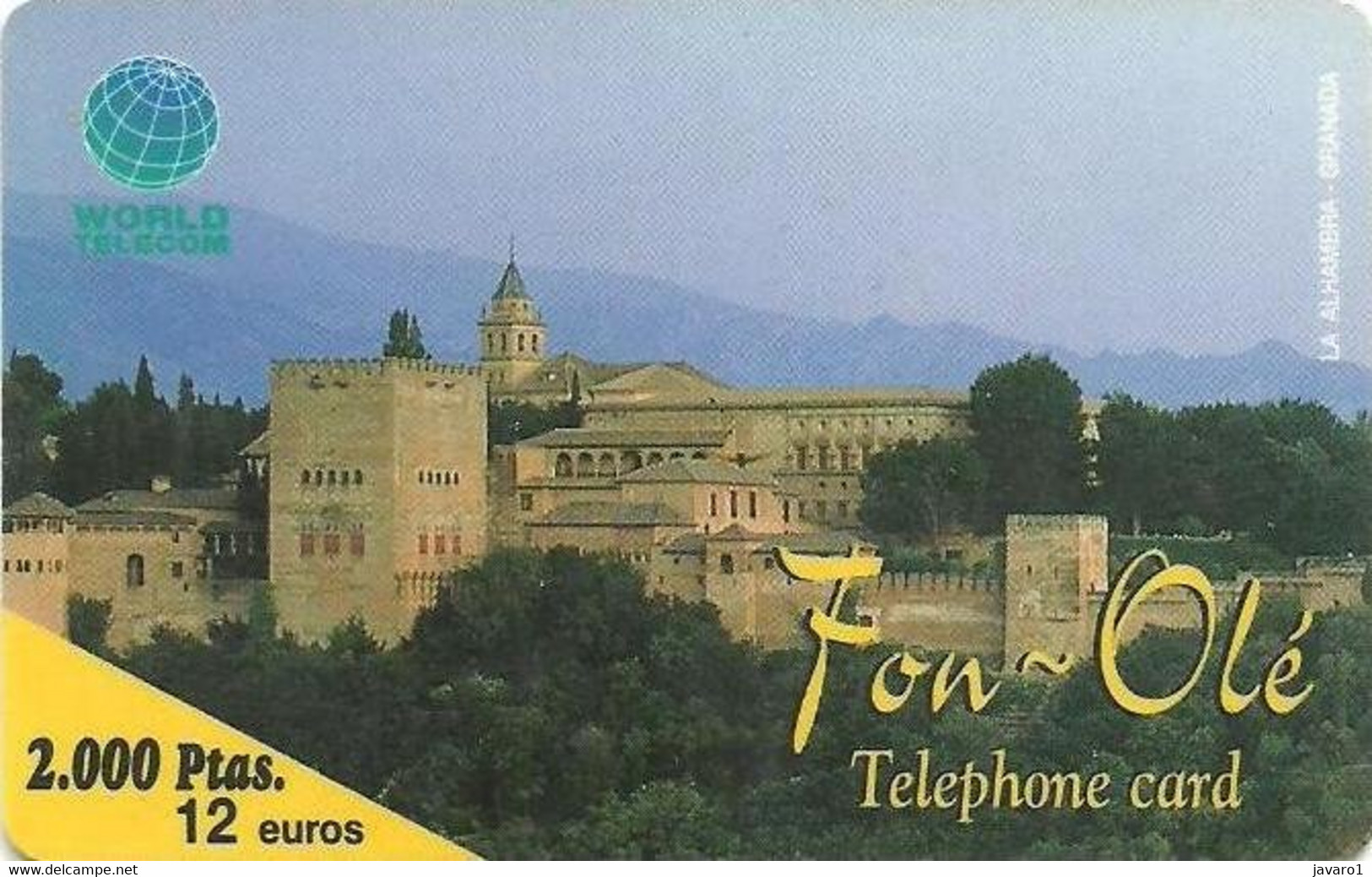 SPAIN : FON12A 2000pta Fon-ole La Alhambra Grenada / Rev Text USED - Otros & Sin Clasificación