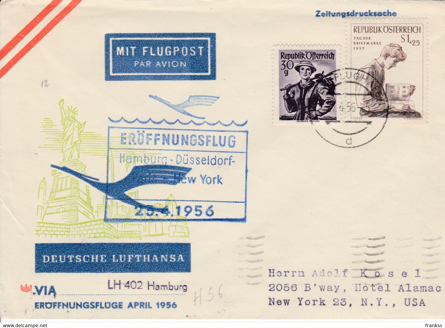 Eroffnugsflug 1956 Hamburg USA - Sonstige & Ohne Zuordnung