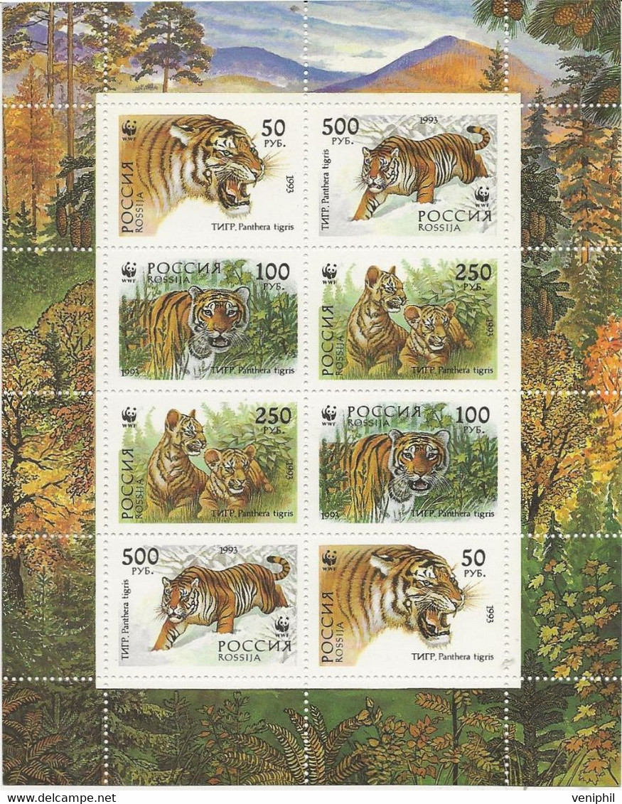 RUSSIE - TIGRES-  6029 A  -6032  EN FEUILLET - NEUF SANS CHARNIERE - ANNEE 1993 - Blocs & Feuillets