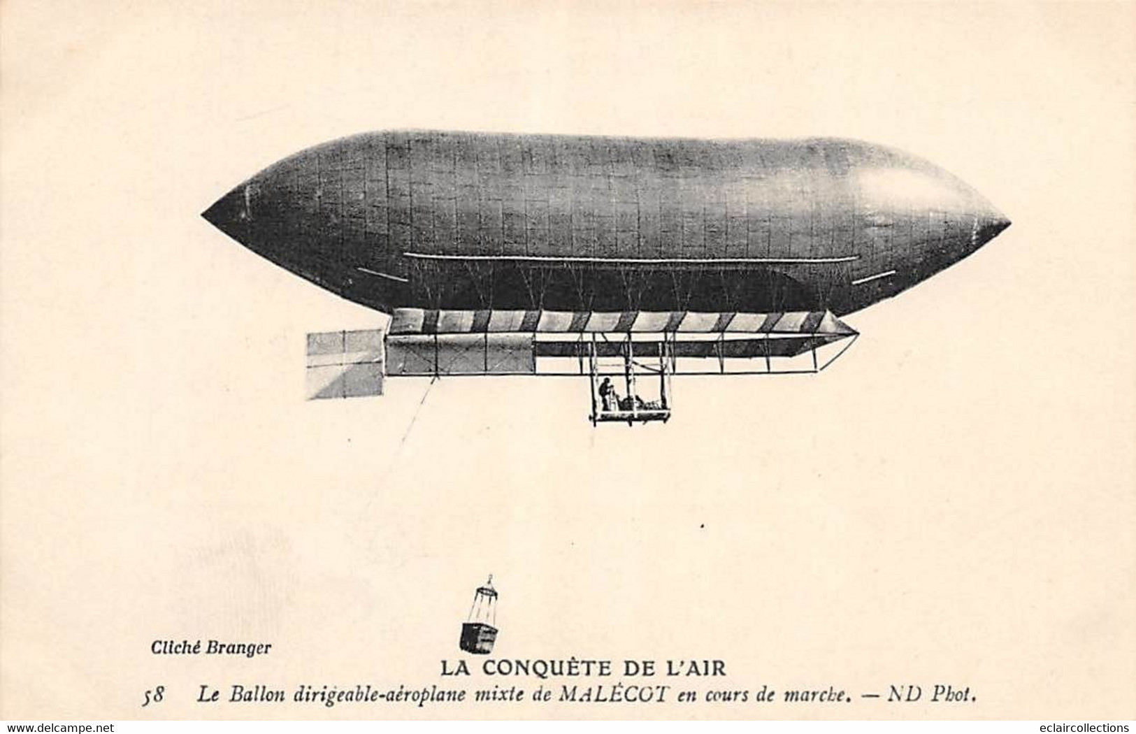 Thème   Aviation      Le Dirigeable Malécot  En Cours De Marche    ND 58        (Voir Scan) - Zeppeline