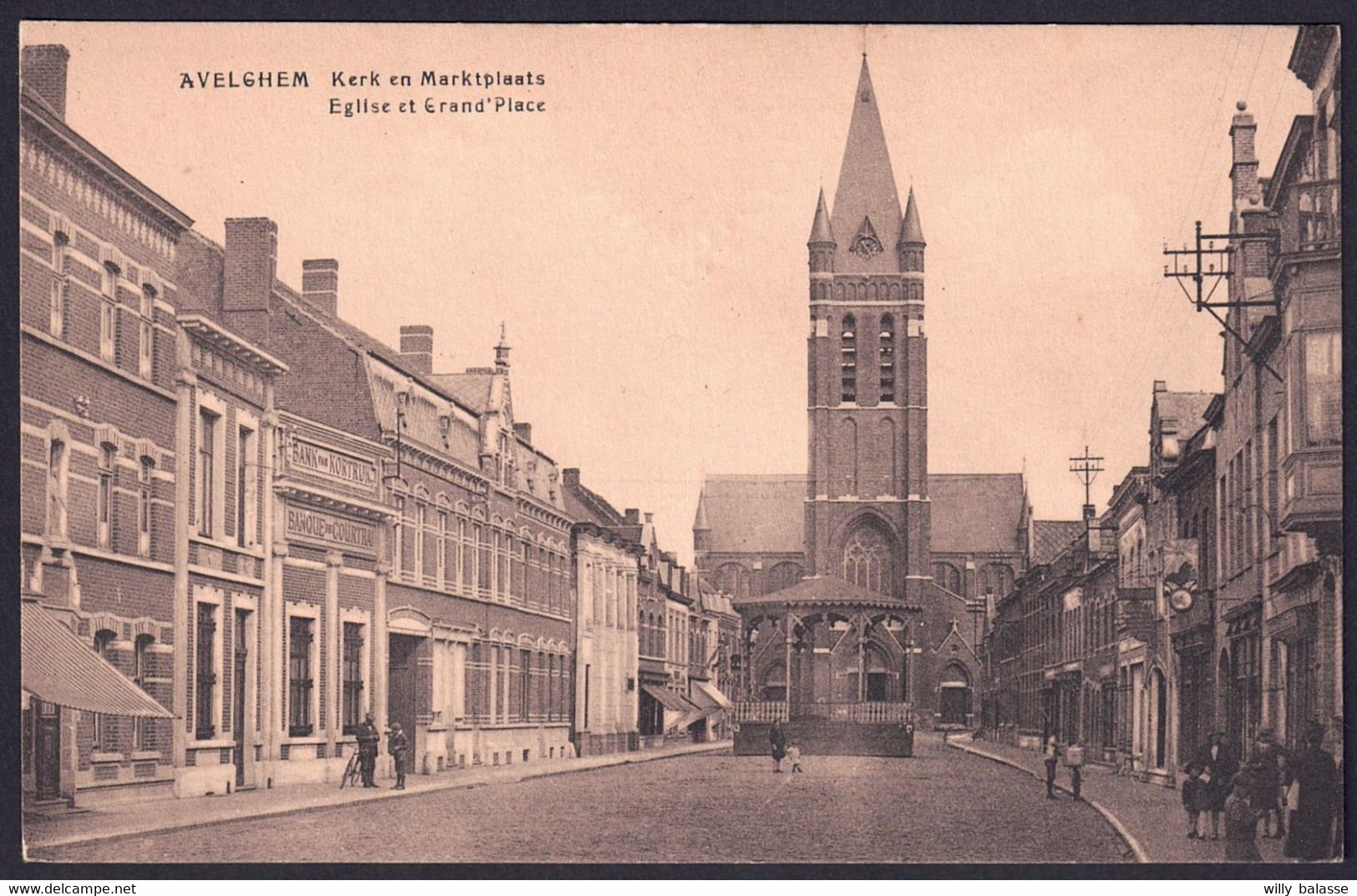 +++ CPA - AVELGEM - AVELGHEM - Eglise Et Grand'Place - Kerk En Marktplaats - Kiosque   // - Avelgem