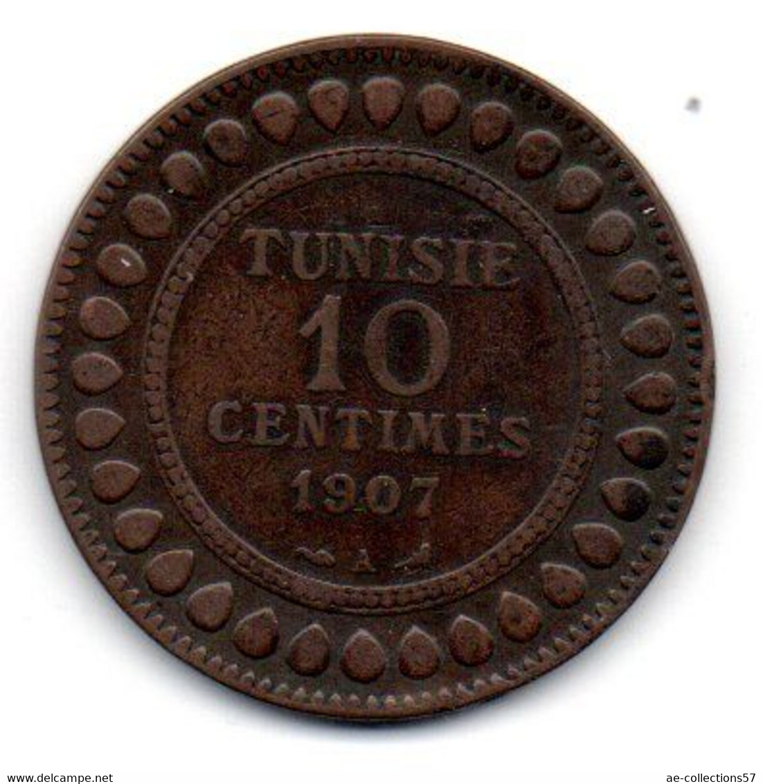 Tunisie -  10 Centimes 1907 A - TB+ - Tunisie