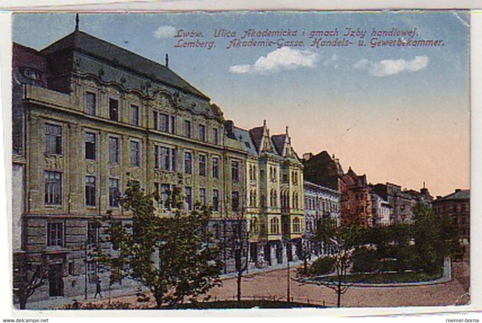 31395 Ak Lemberg Akademie-Gasse Handelskammer 1917 - Unclassified