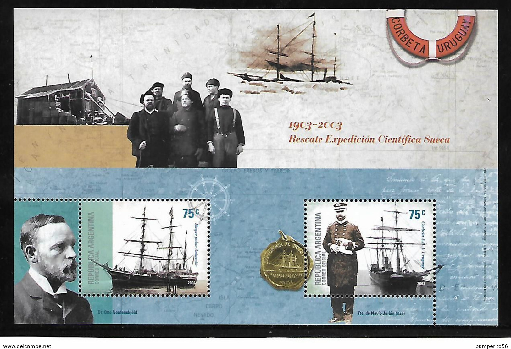 ARGENTINA Año 2003 - 100 Años Del Rescate De La Expedición Sueca Por La Corbeta "ARA Uruguay"  MNH Gj 3337/3338 HB 157 - Nuovi