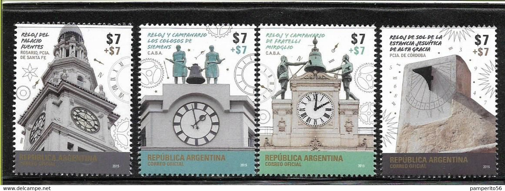 ARGENTINA AÑO 2015 - RELOJES ANTIGUOS - SERIE COMPLETA DE 4 VALORES MNH - CLOCKS WATCHES - Ungebraucht