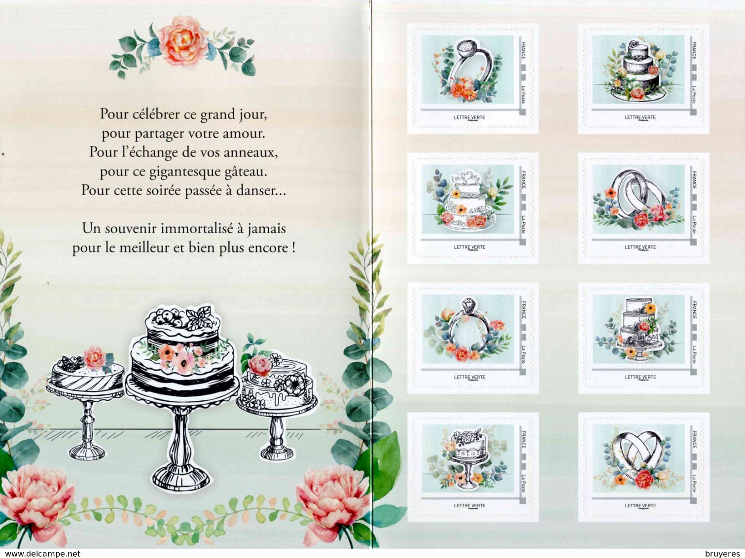 COLLECTOR De 2020 De 8 Timbres Adhésifs "Mariage : VIVE LES MARIES - ID Timbre LETTRE VERTE 20 G" - Collectors