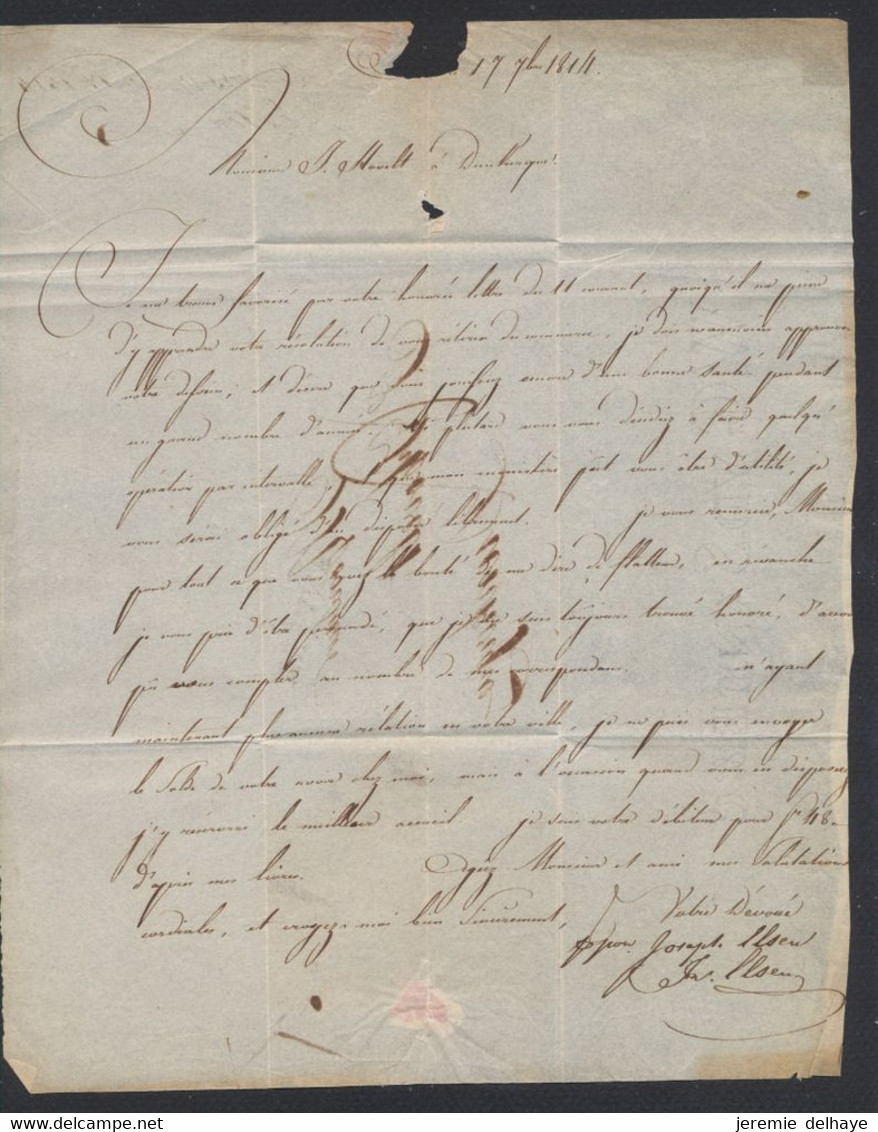 Précurseur - LAC Datée De Anvers (1814) + Obl Linéaire Noir, Port 4 Décimes > Dunkerke / Gouvernement Général - 1814-1815 (Generaal Gouv. België)