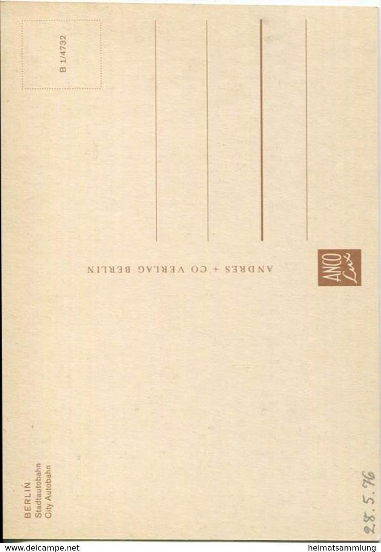 Berlin - Stadtautobahn - Nachtaufnahme - AK Grossformat 70er Jahre - Andres + Co Verlag Berlin - Halensee