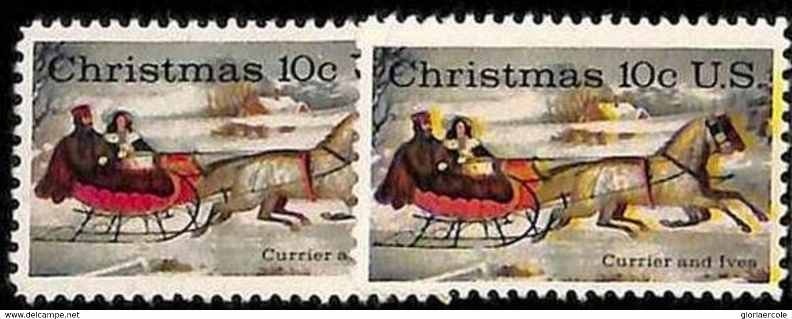 94809c - USA - STAMPS - Sc # 1551 Christmas Horses   SHIFTED Yellow  PRINT - MNH - Plaatfouten En Curiosa