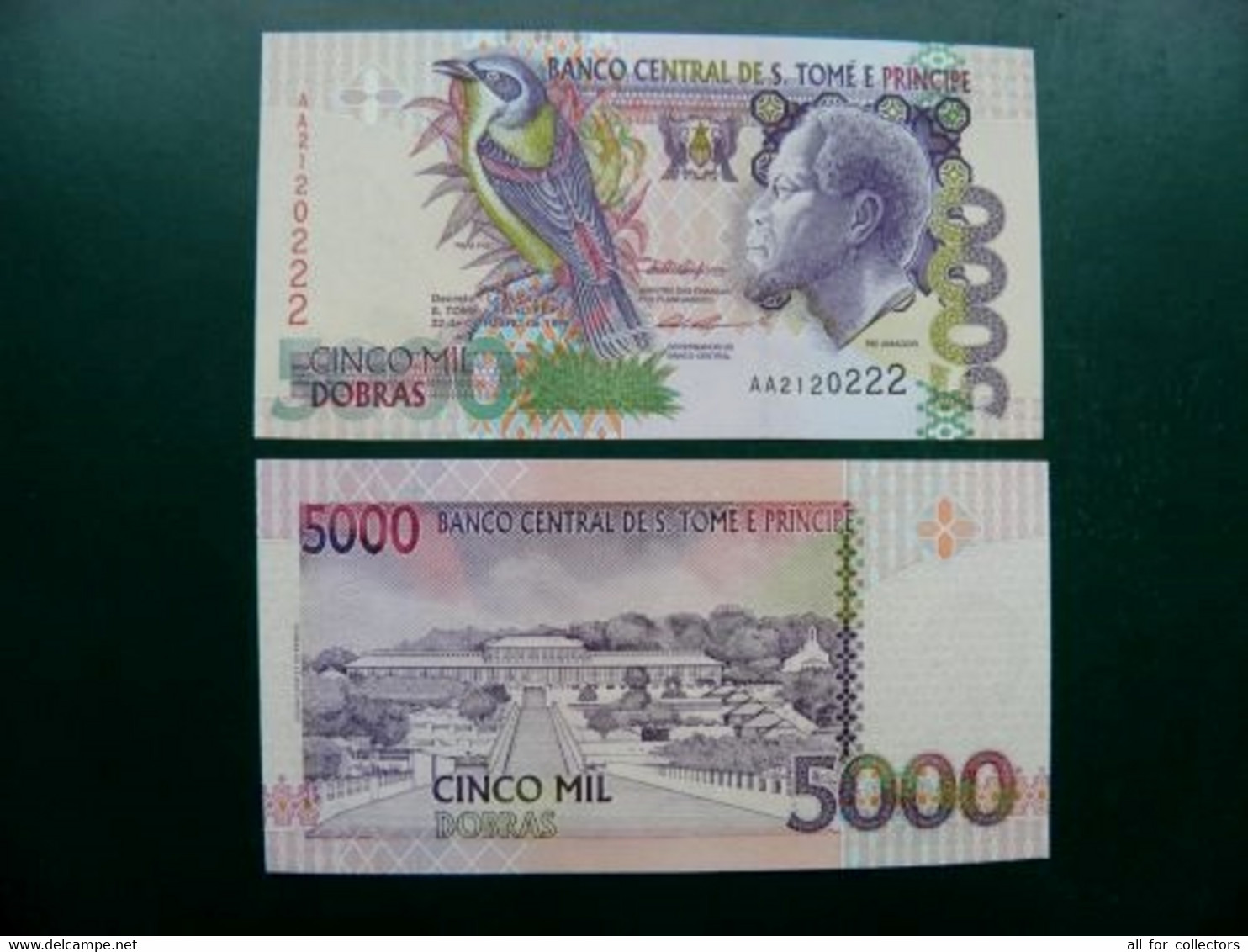 Unc Banknote Saint Thomas And Prince 5000 Dobras 1996 P-65a Animal Bird Oiseau Prefix AA - São Tomé U. Príncipe