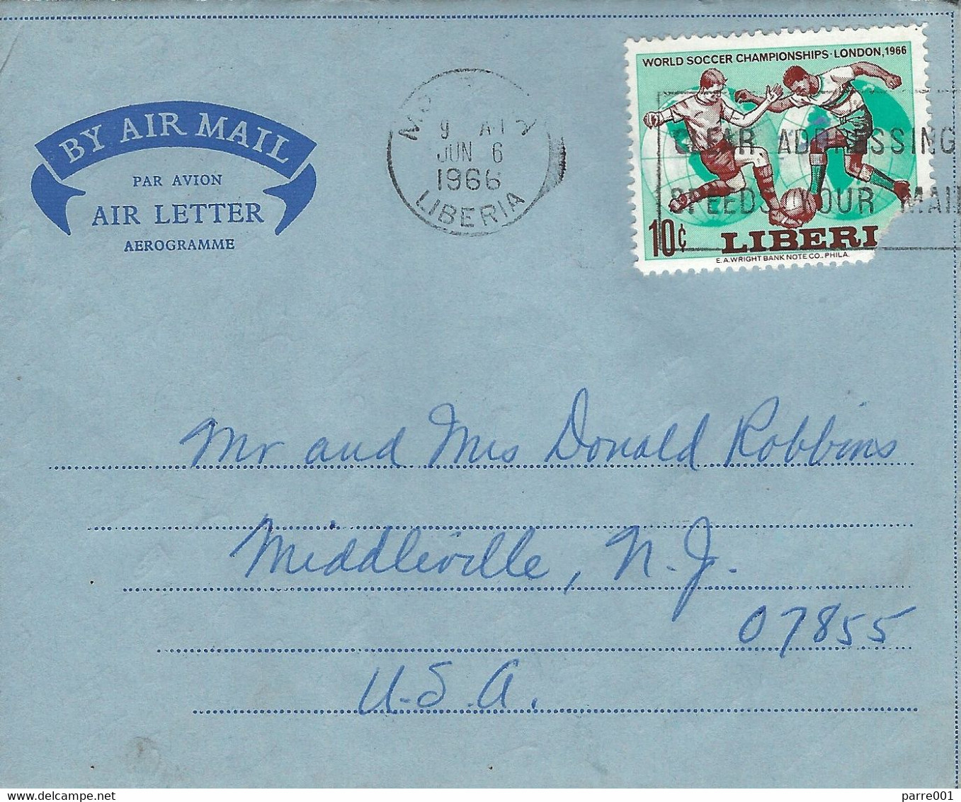 Liberia 1966 Monrovia World Cup Football England Aerogramme - 1966 – England