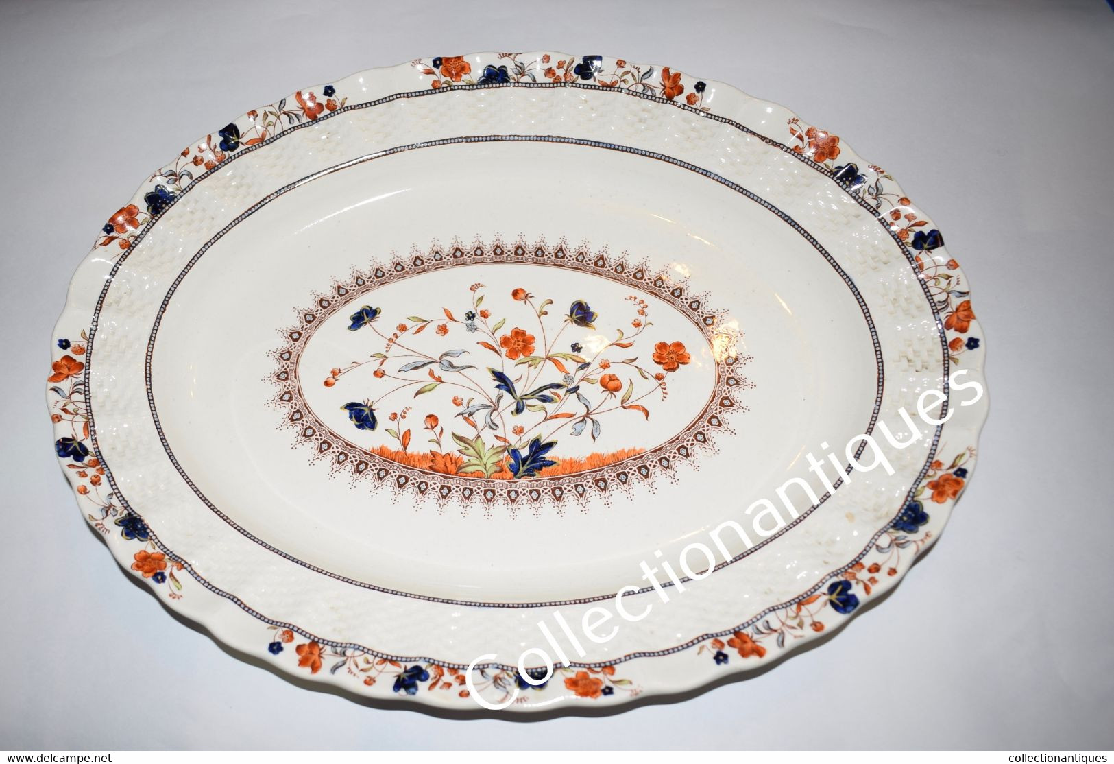 Plat Faïence Anglaise Ovale Polylobé Copeland Spode Décor Mandalay - 33 X 25 X 3 Cm - - Copeland