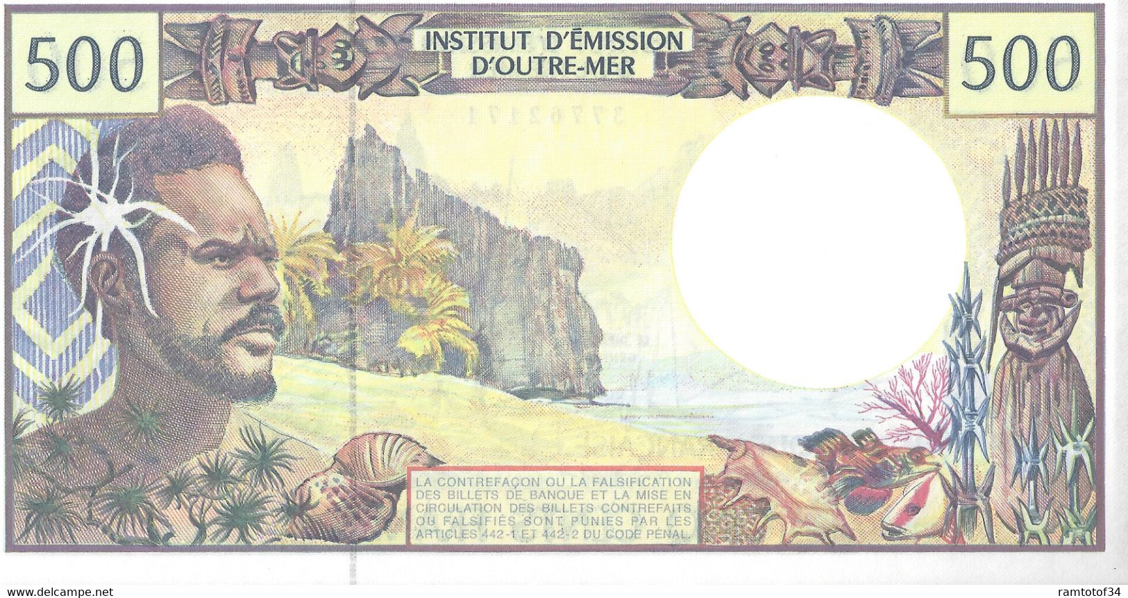 TAHITI - Institution D'émission D'outre-mer - 500 Francs UNC (37762171) - Papeete (French Polynesia 1914-1985)