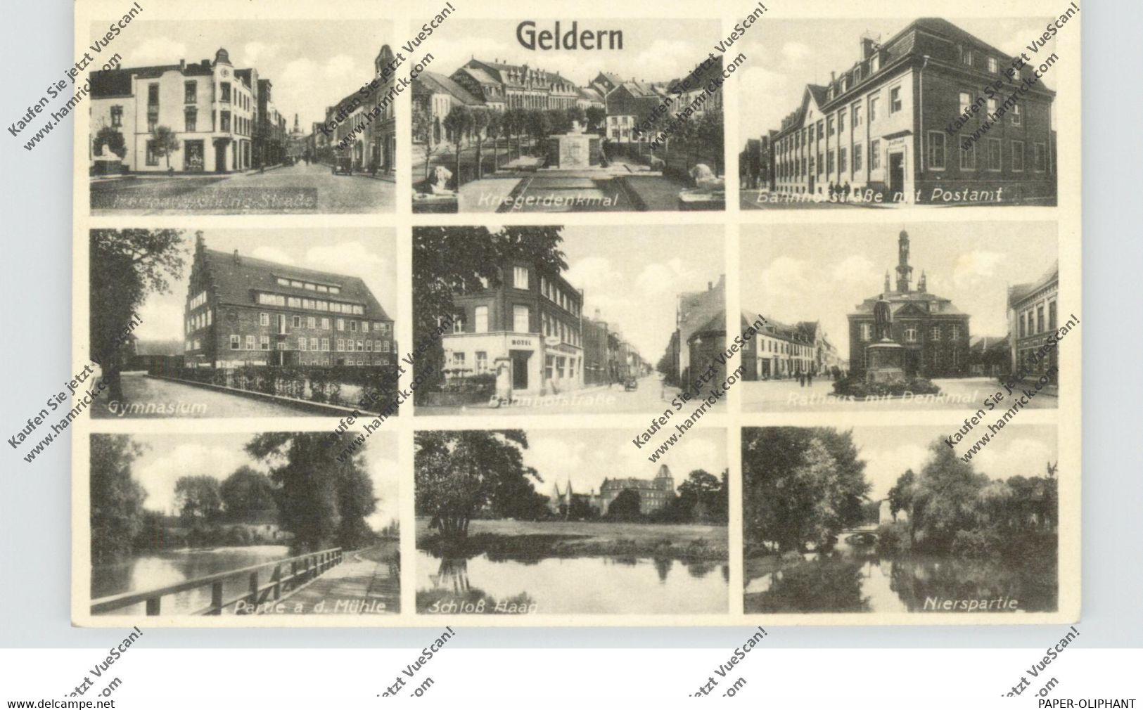 4170 GELDERN, Hermann-Göring-Strasse, Kriegerdenknal, Bahnhofstrasse, Gymnasium, NIerspartie...... - Geldern