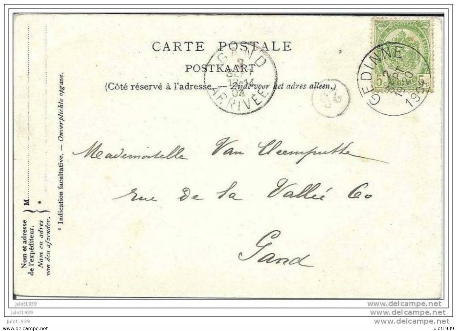 GEDINNE ..-- Pont Des Battys . 1904 Vers GAND ( Melle VAN CLEEMPUTTE ) . Voir Verso . - Gedinne