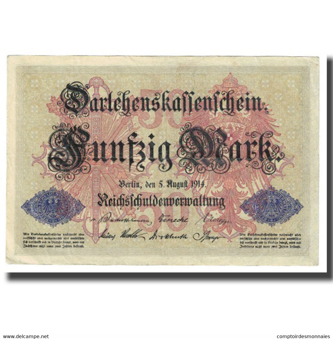 Billet, Allemagne, 50 Mark, 1914, 1914-08-05, KM:49a, TTB - 50 Mark