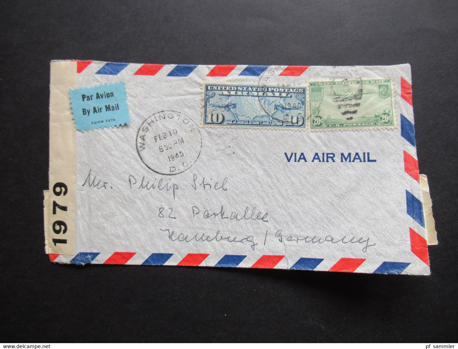 USA 1940 Zensurbeleg Air Mail OKW Mehrfachzensur Mit Flugpostmarken Nr. 400 Und Landkarte Nr. 300 MiF - Lettres & Documents